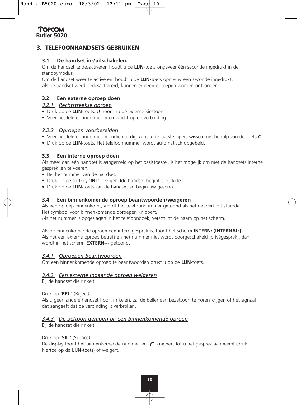 Topcom BUTLER 5020 User Manual | Page 10 / 84