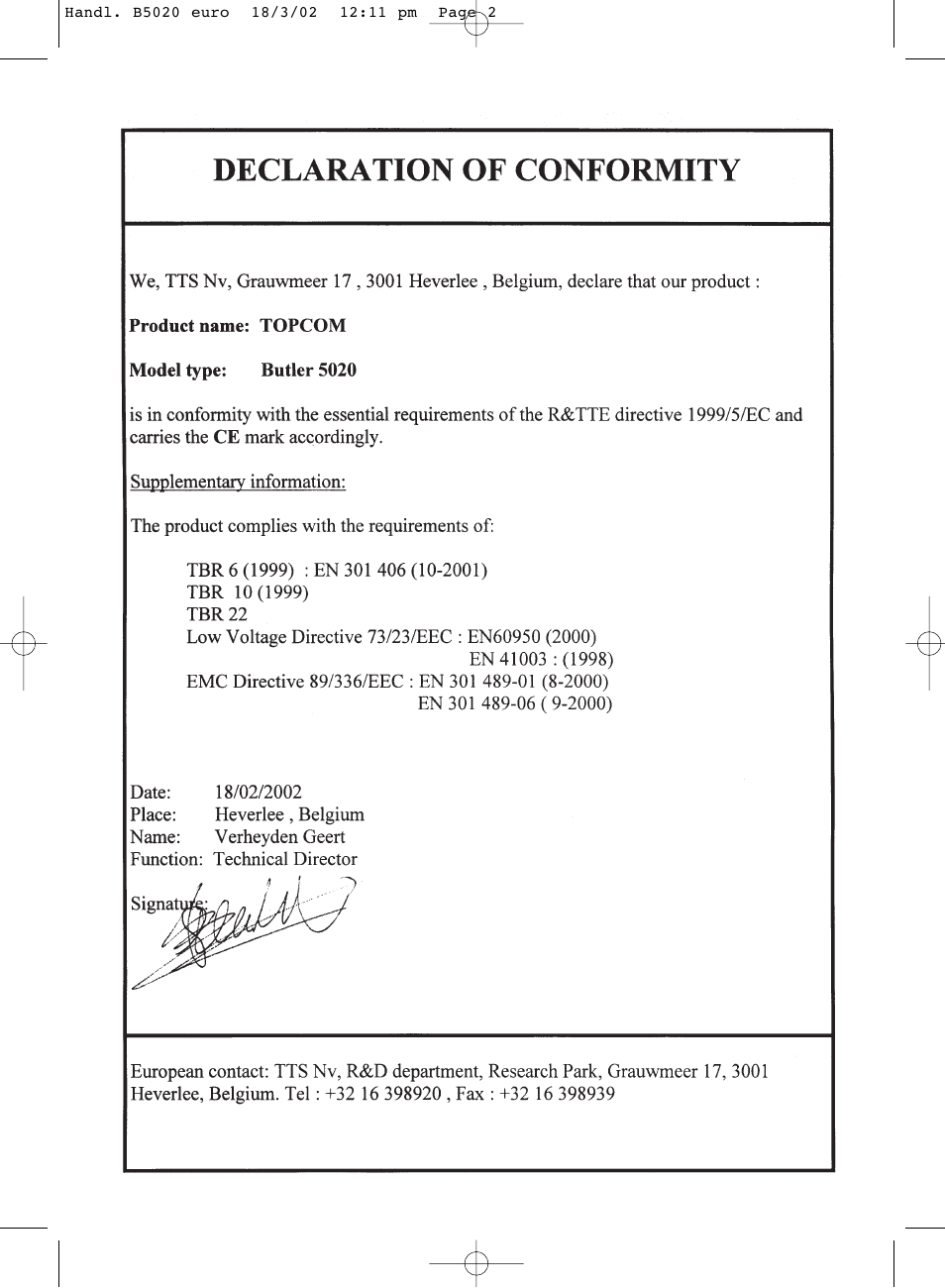 Topcom BUTLER 5020 User Manual | Page 2 / 84