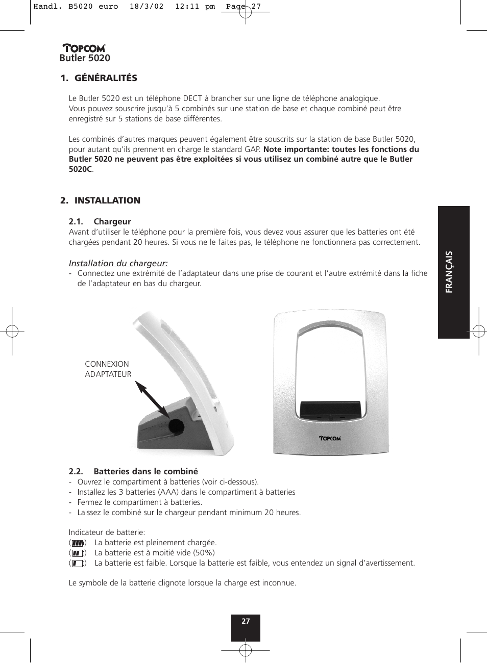 Topcom BUTLER 5020 User Manual | Page 27 / 84