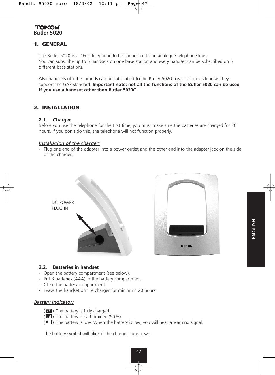 Topcom BUTLER 5020 User Manual | Page 47 / 84