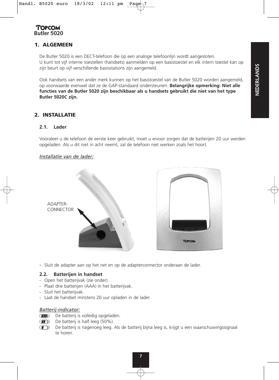 Topcom BUTLER 5020 User Manual | Page 7 / 84