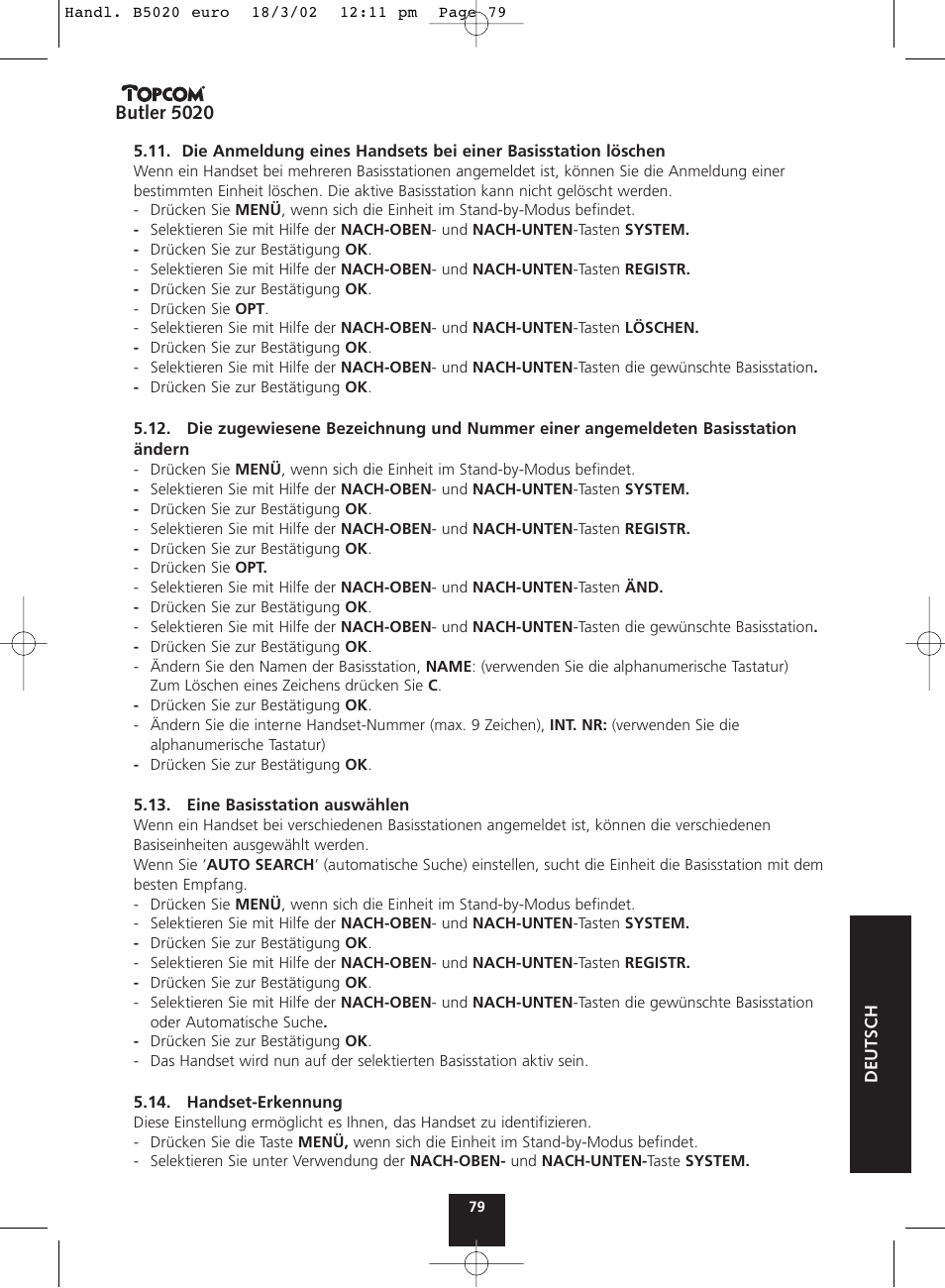 Topcom BUTLER 5020 User Manual | Page 79 / 84