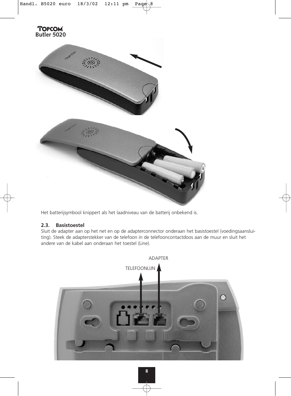 Topcom BUTLER 5020 User Manual | Page 8 / 84