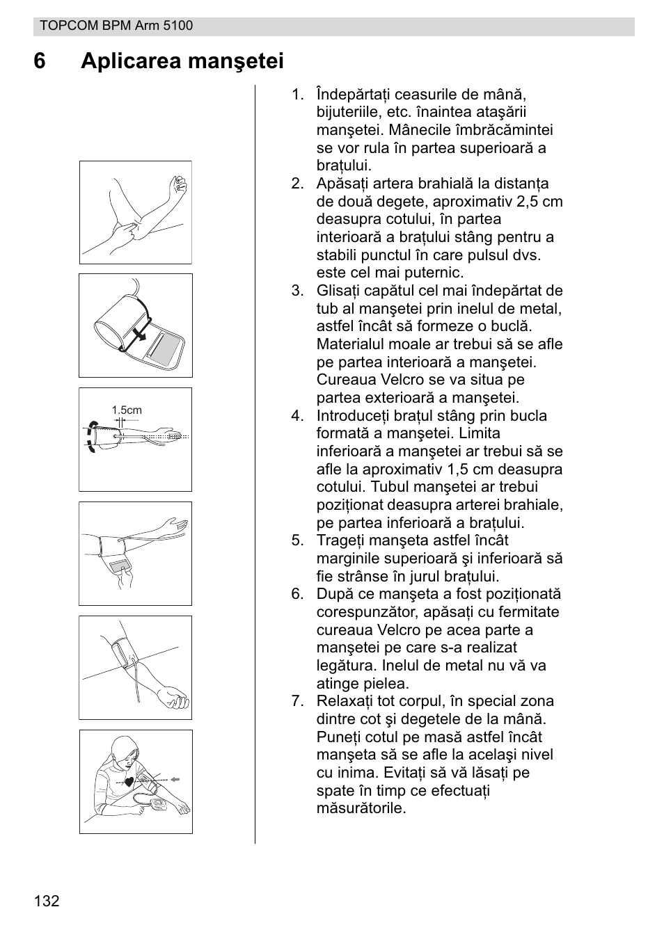 6aplicarea manúetei | Topcom BPM ARM 5100 WHO User Manual | Page 132 / 160