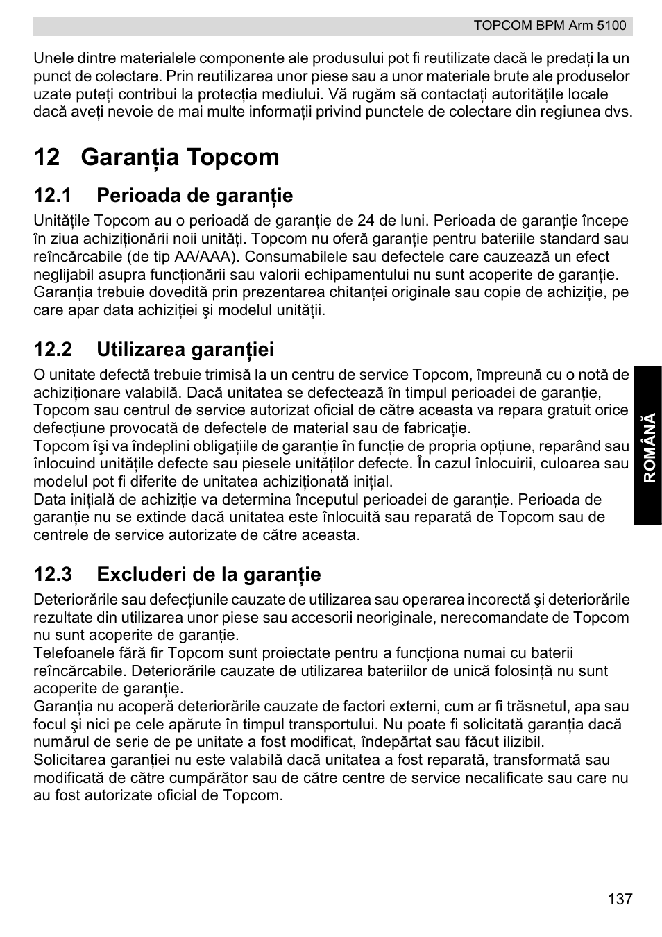 12 garanġia topcom | Topcom BPM ARM 5100 WHO User Manual | Page 137 / 160