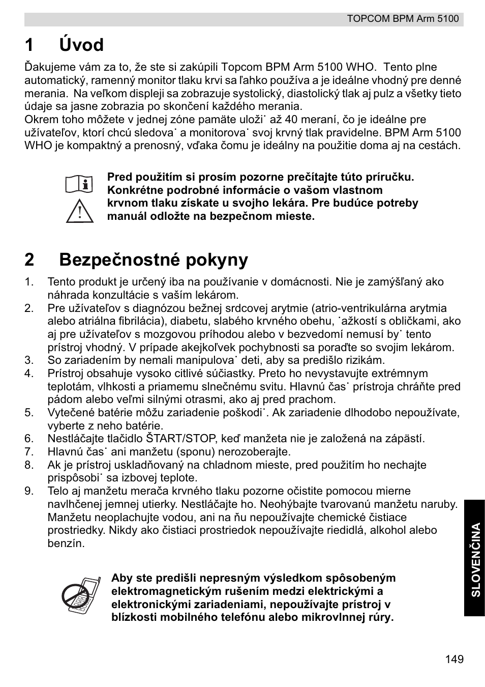 1úvod, 2bezpeþnostné pokyny | Topcom BPM ARM 5100 WHO User Manual | Page 149 / 160