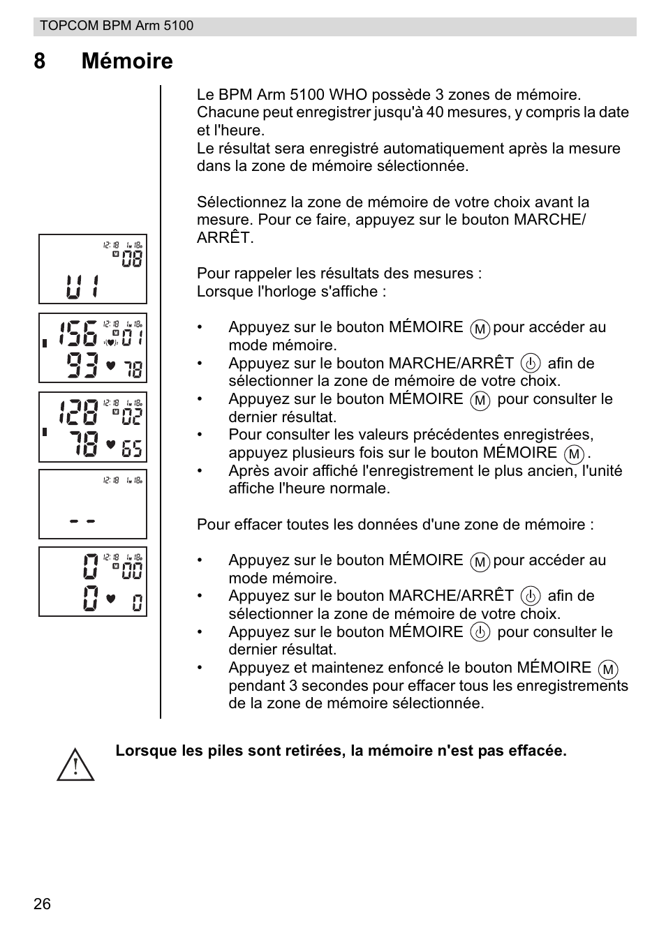 8mémoire | Topcom BPM ARM 5100 WHO User Manual | Page 26 / 160