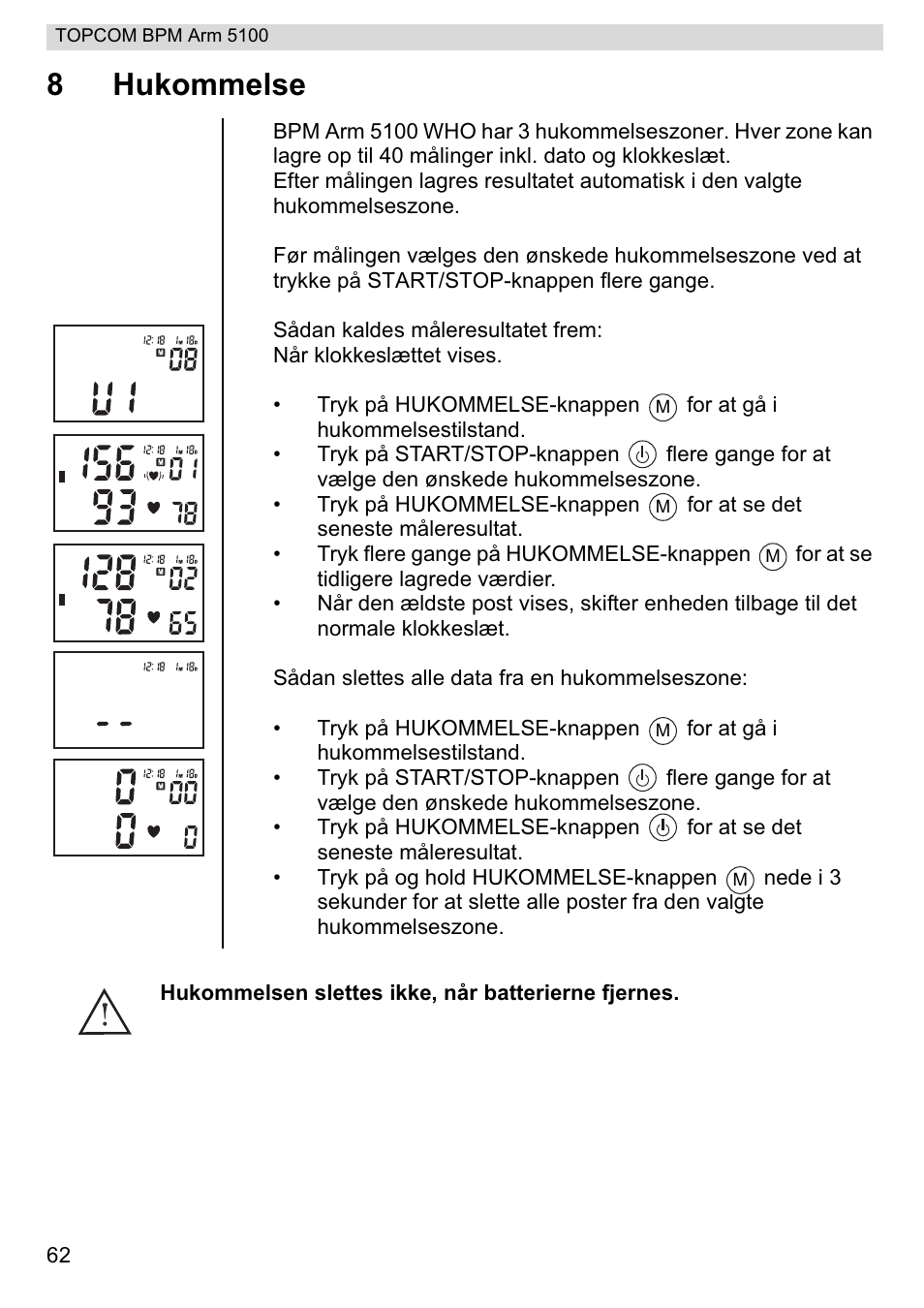 8hukommelse | Topcom BPM ARM 5100 WHO User Manual | Page 62 / 160