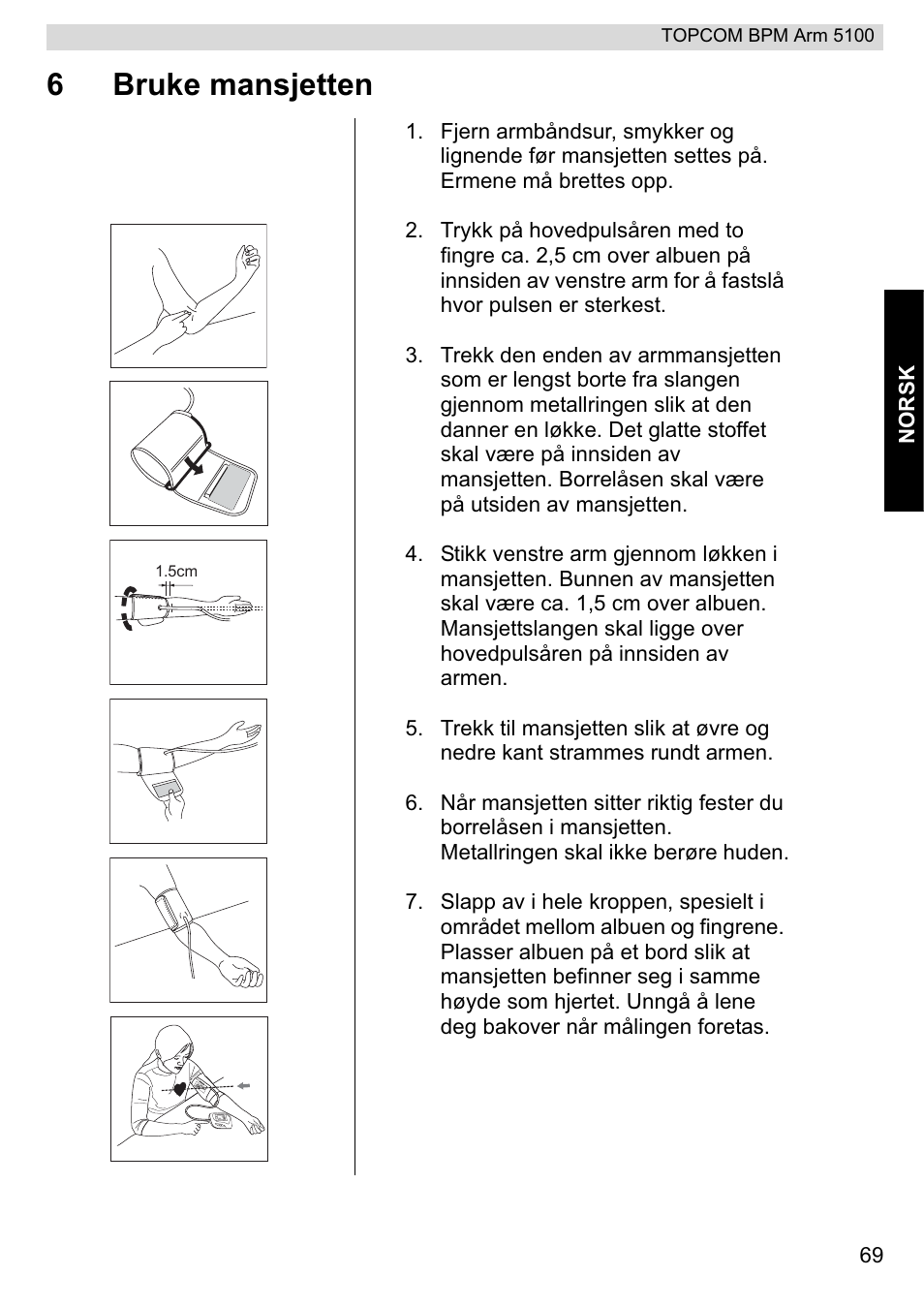 6bruke mansjetten | Topcom BPM ARM 5100 WHO User Manual | Page 69 / 160