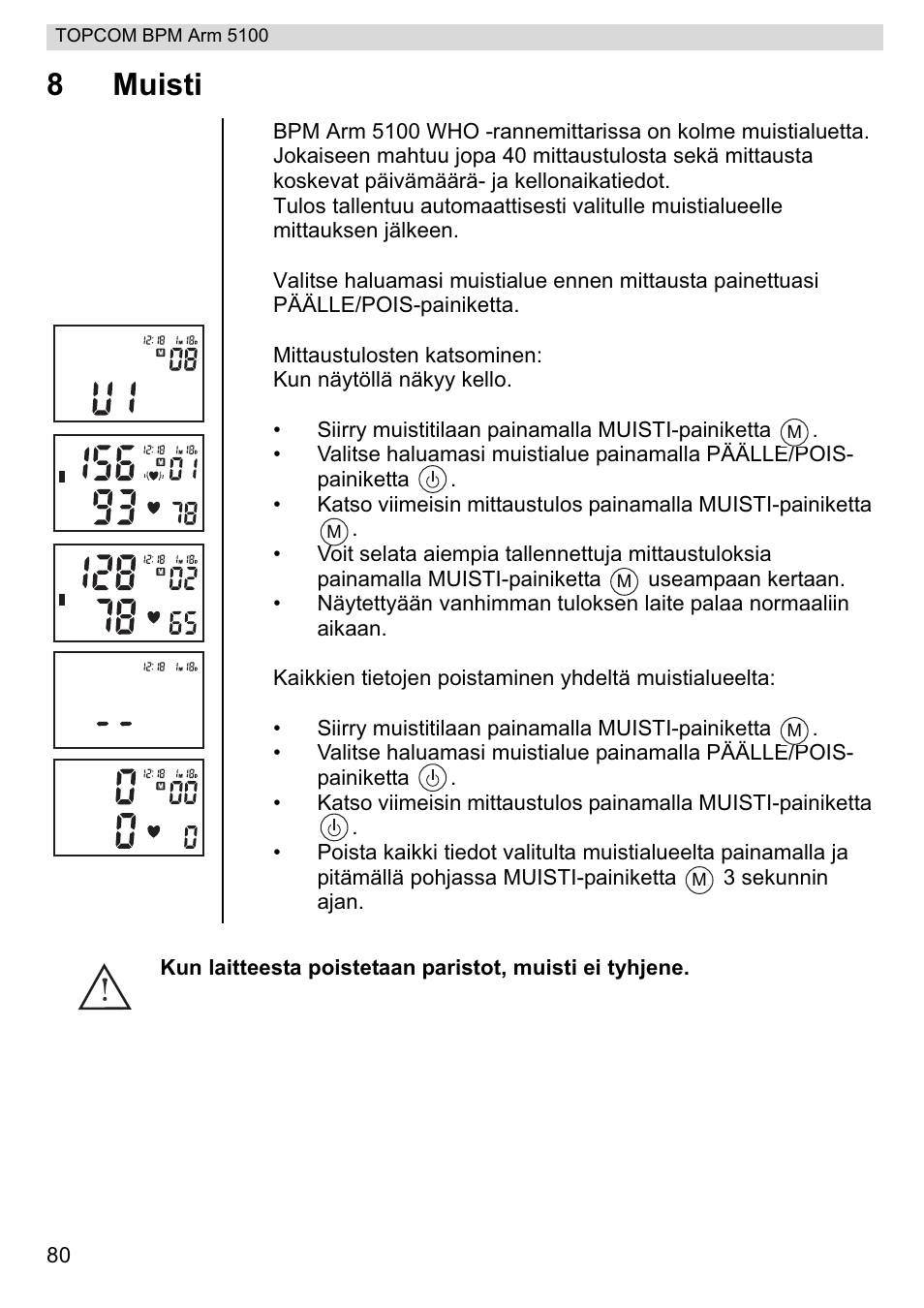 8muisti | Topcom BPM ARM 5100 WHO User Manual | Page 80 / 160