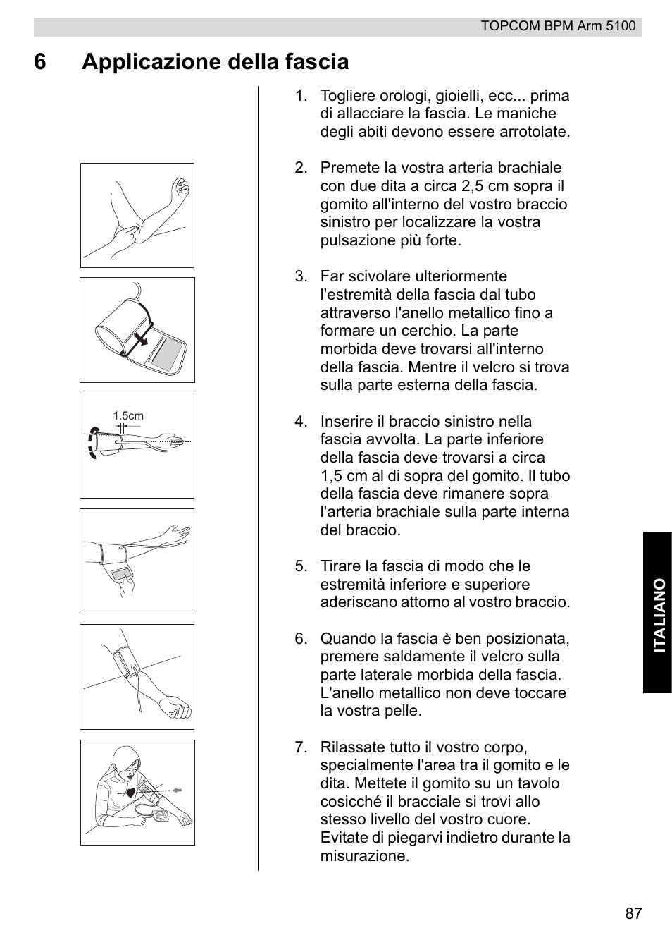 6applicazione della fascia | Topcom BPM ARM 5100 WHO User Manual | Page 87 / 160