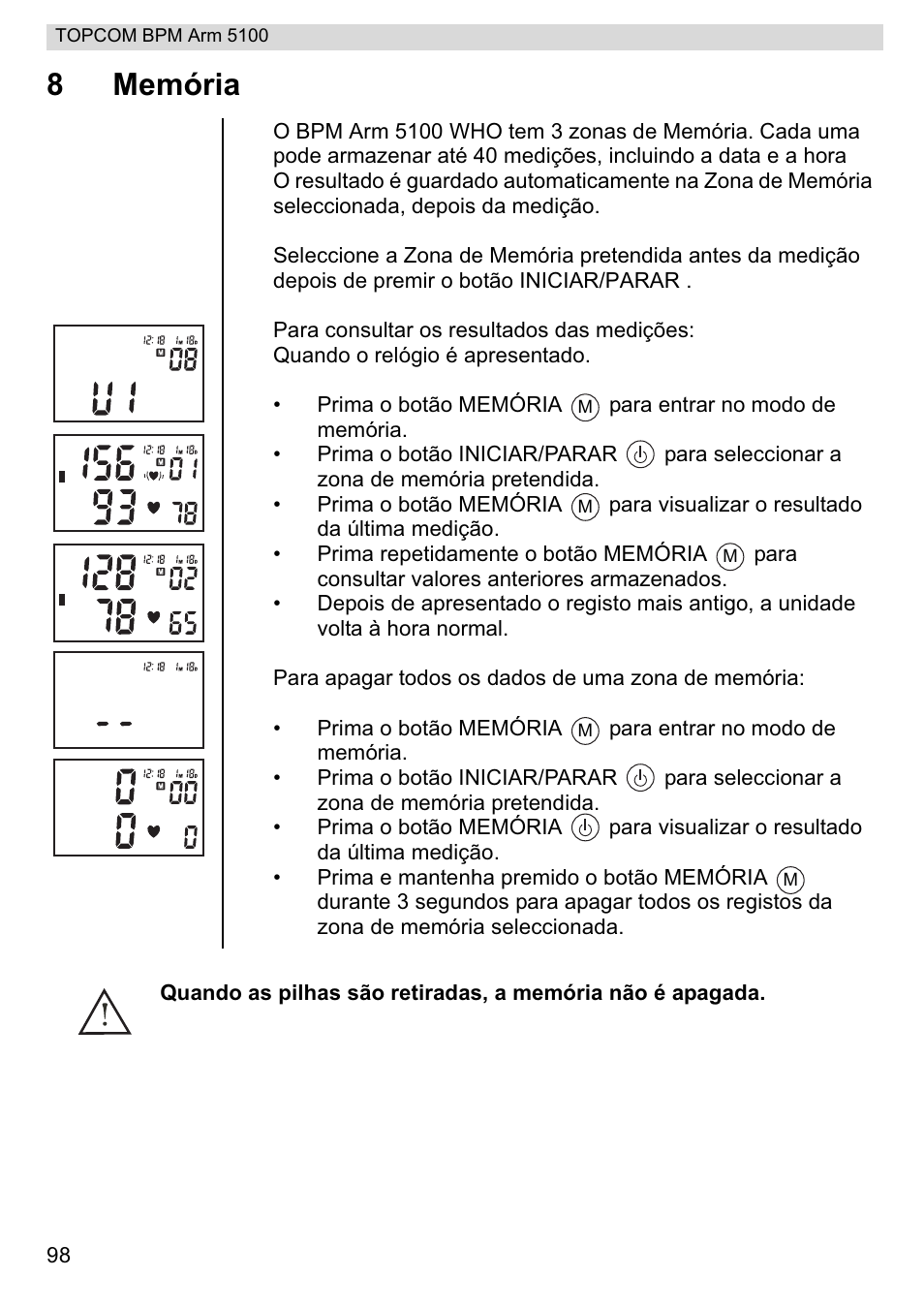 8memória | Topcom BPM ARM 5100 WHO User Manual | Page 98 / 160