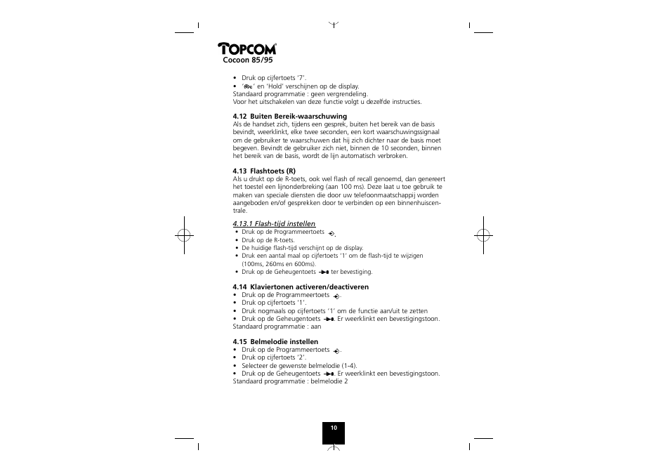 Topcom COCOON 85 User Manual | Page 10 / 47