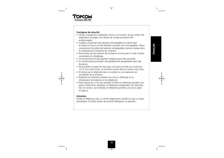 Topcom COCOON 85 User Manual | Page 15 / 47