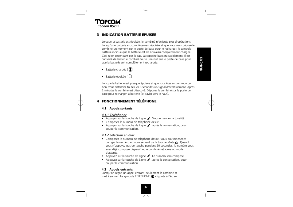 Topcom COCOON 85 User Manual | Page 17 / 47