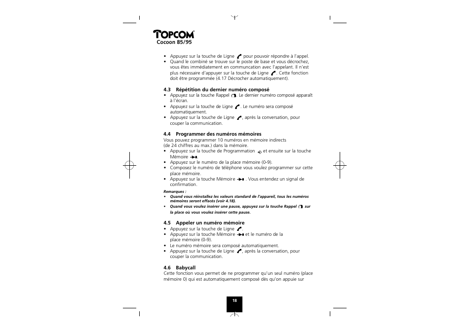 Topcom COCOON 85 User Manual | Page 18 / 47