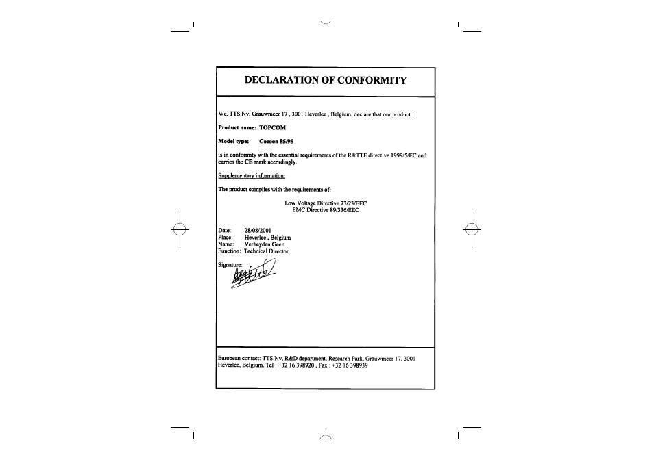 Topcom COCOON 85 User Manual | Page 2 / 47