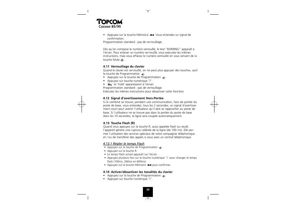 Topcom COCOON 85 User Manual | Page 20 / 47