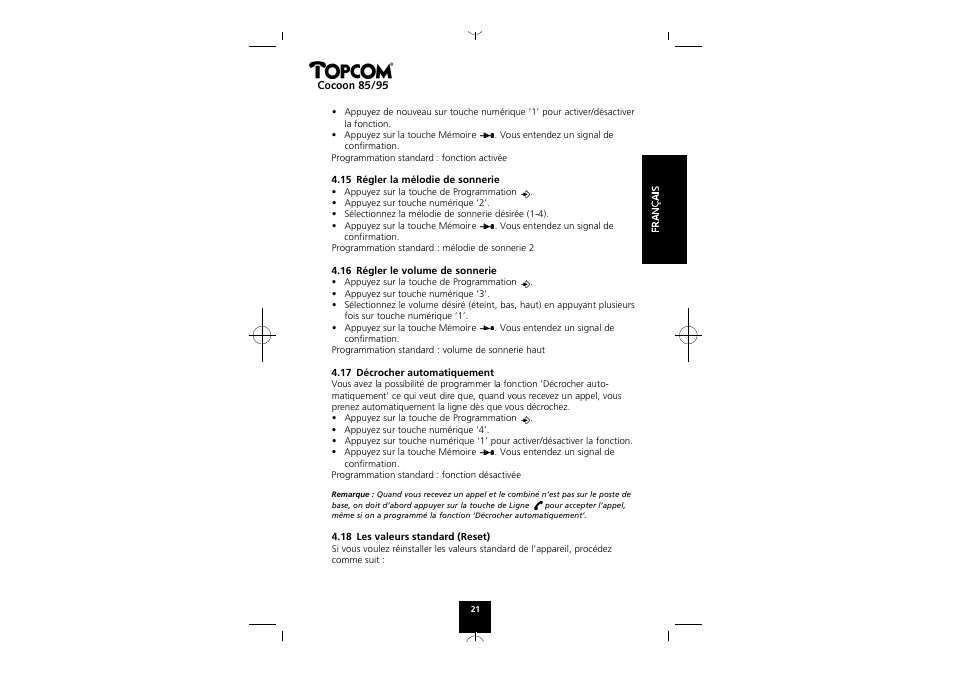 Topcom COCOON 85 User Manual | Page 21 / 47