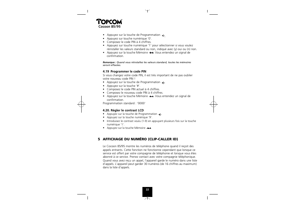 Topcom COCOON 85 User Manual | Page 22 / 47