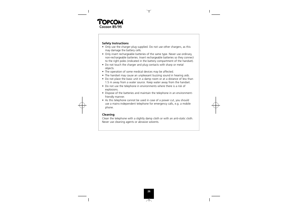 Topcom COCOON 85 User Manual | Page 26 / 47