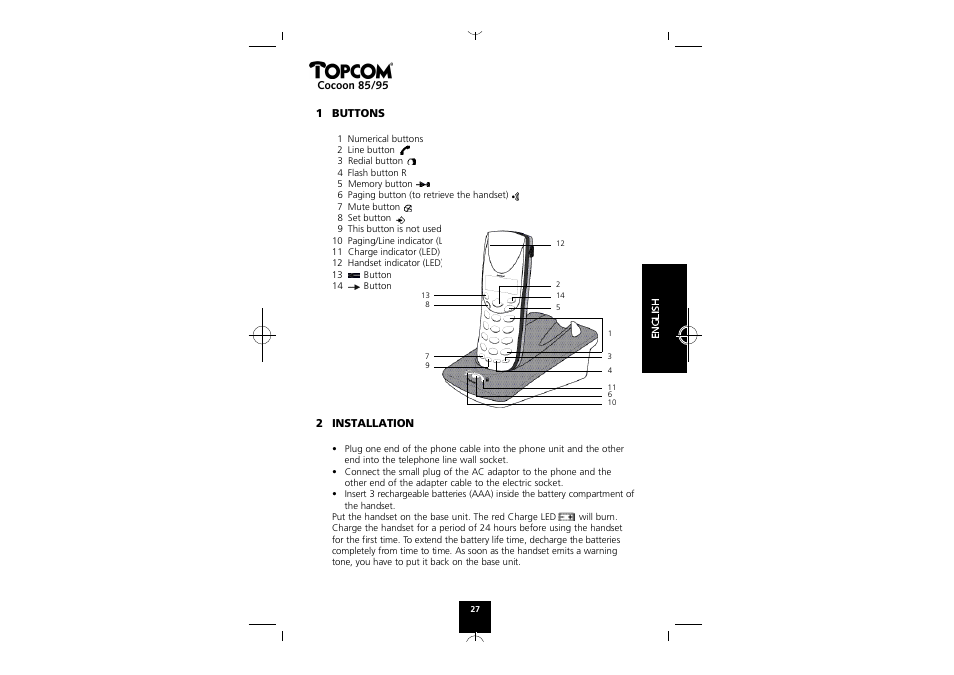 Topcom COCOON 85 User Manual | Page 27 / 47