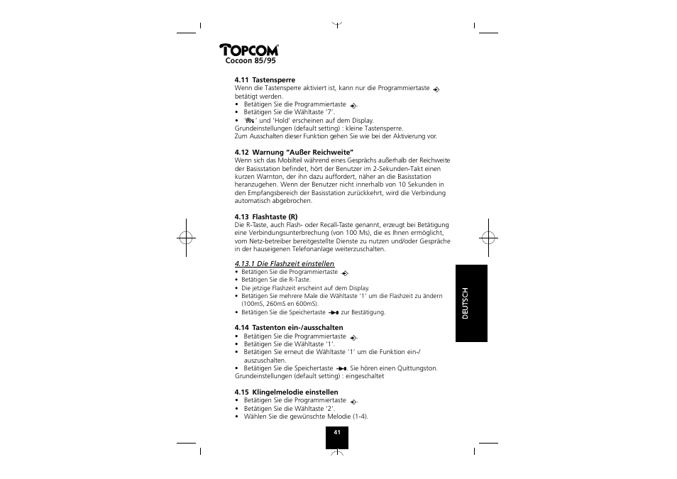 Topcom COCOON 85 User Manual | Page 41 / 47