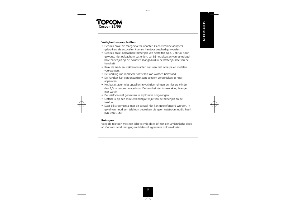 Topcom COCOON 85 User Manual | Page 5 / 47