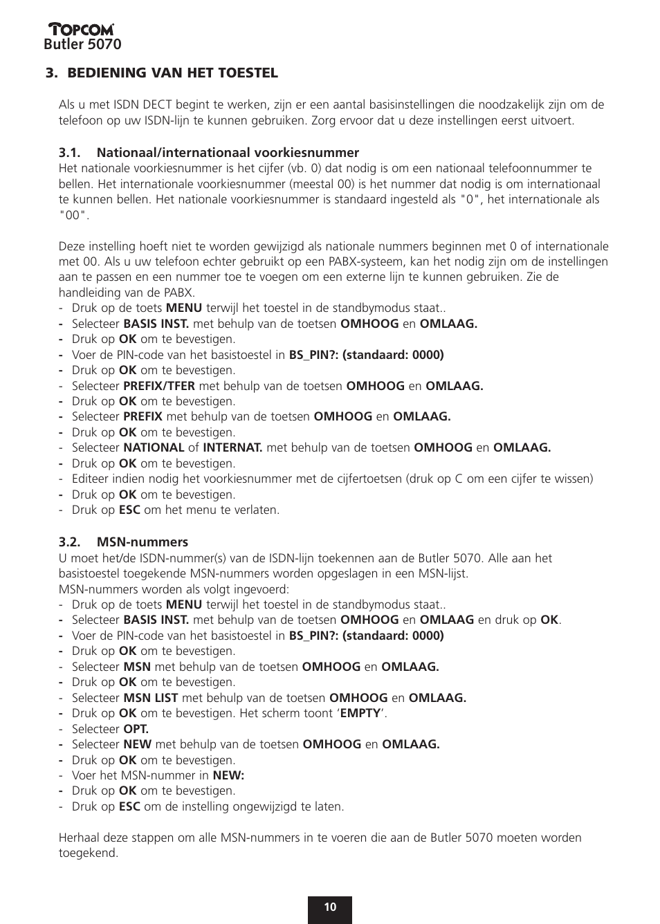Butler 5070 | Topcom BUTLER 5070 User Manual | Page 10 / 124