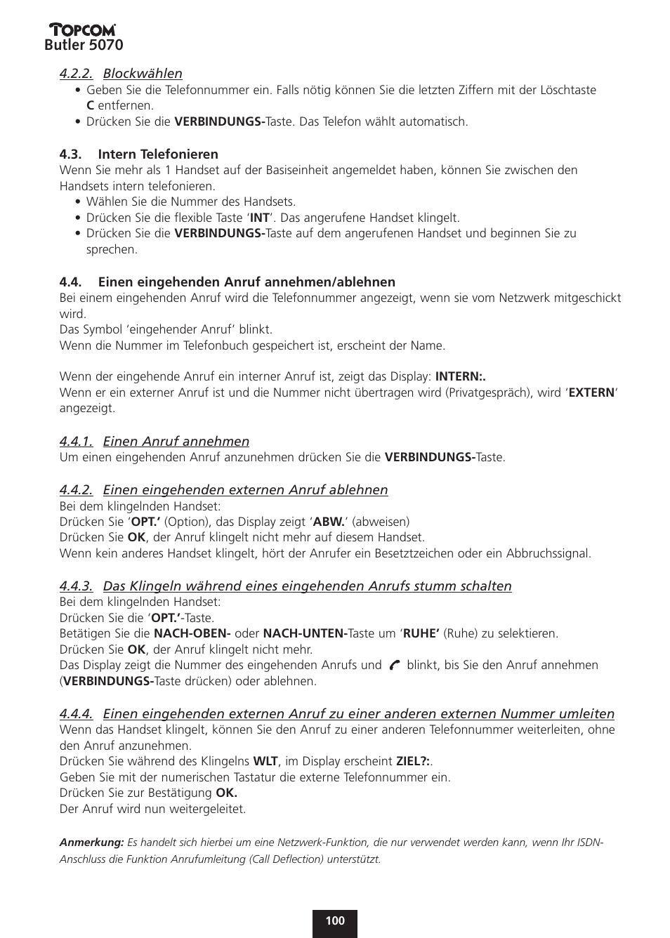 Butler 5070 | Topcom BUTLER 5070 User Manual | Page 100 / 124