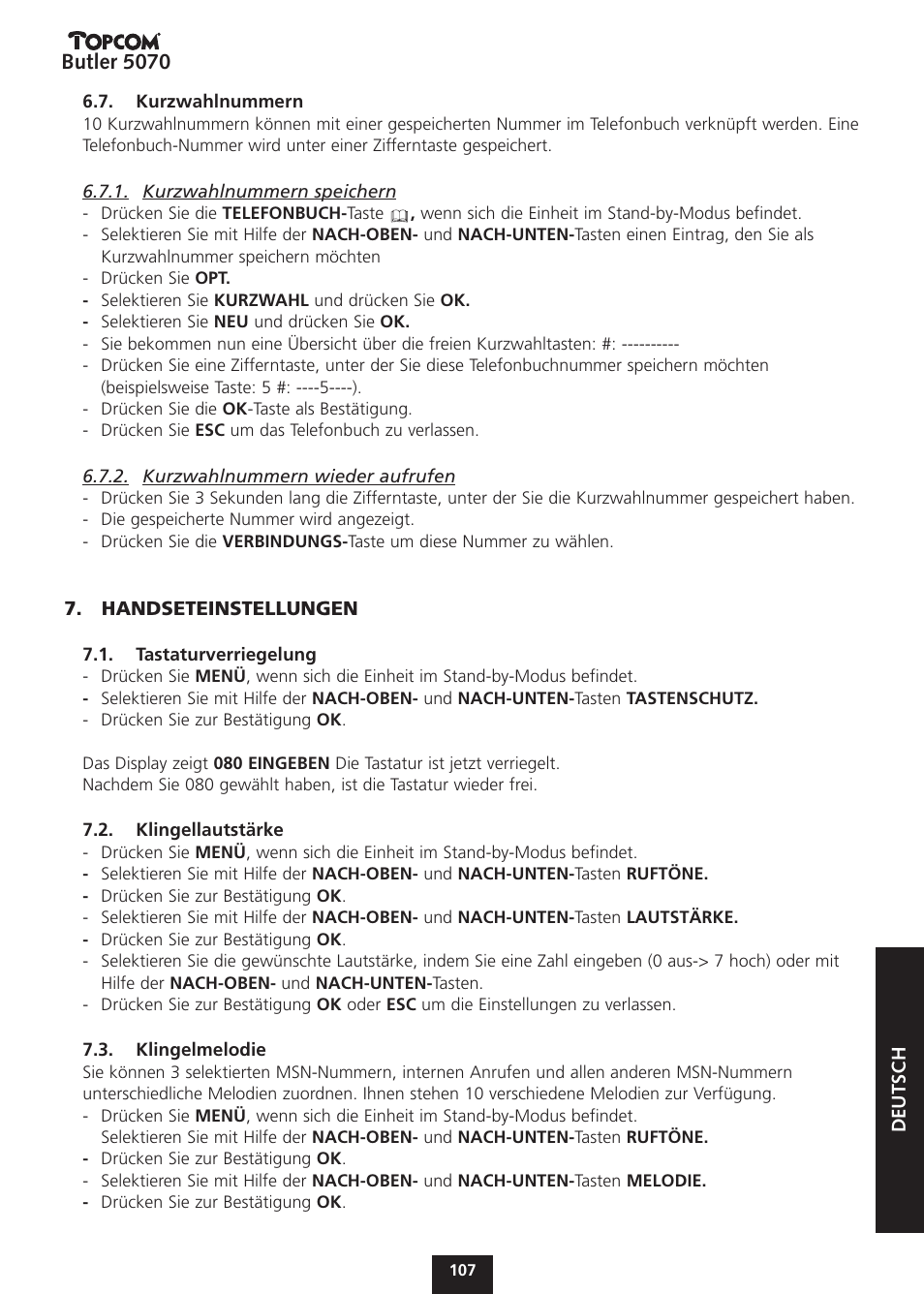 Butler 5070 | Topcom BUTLER 5070 User Manual | Page 107 / 124