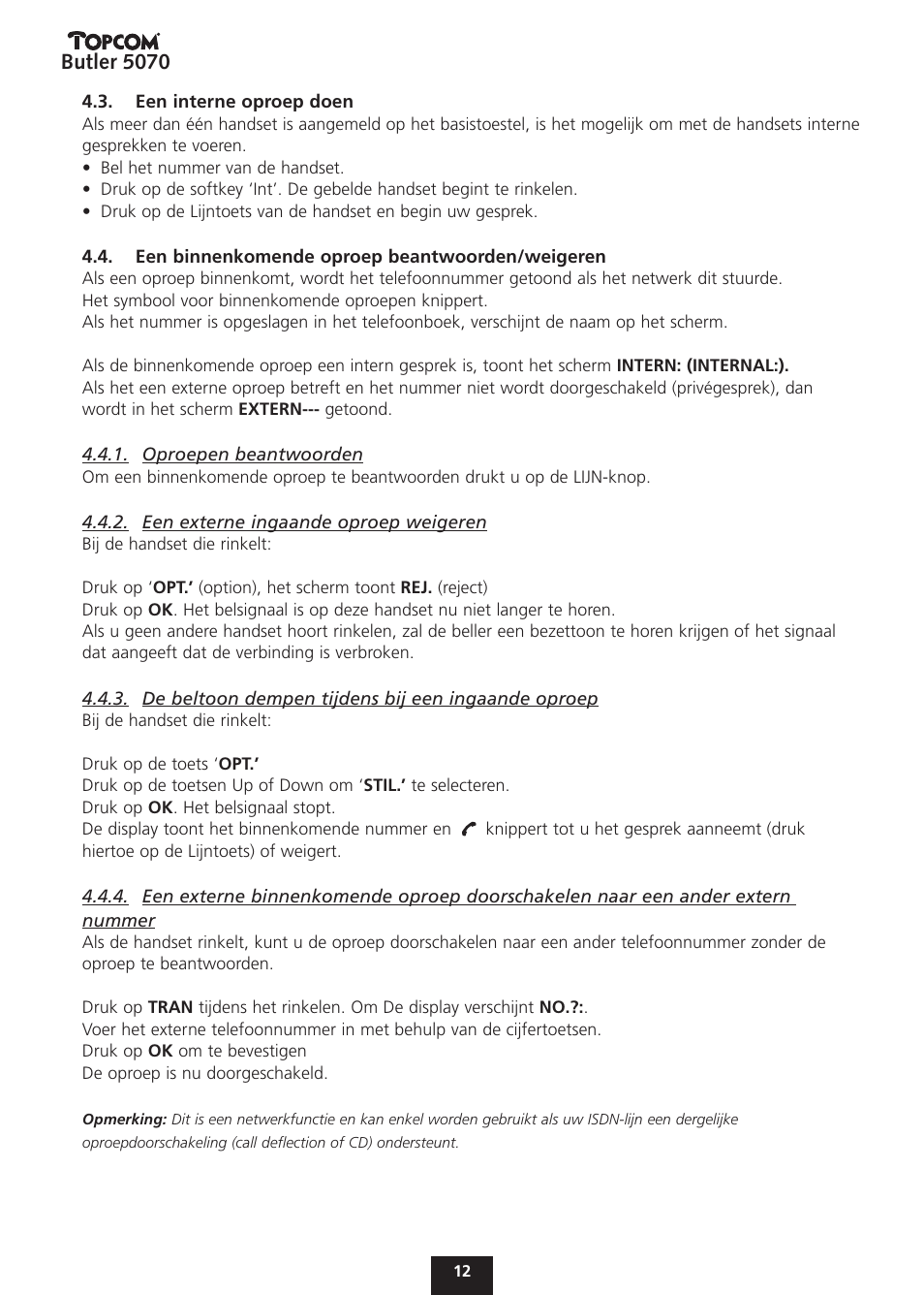 Butler 5070 | Topcom BUTLER 5070 User Manual | Page 12 / 124