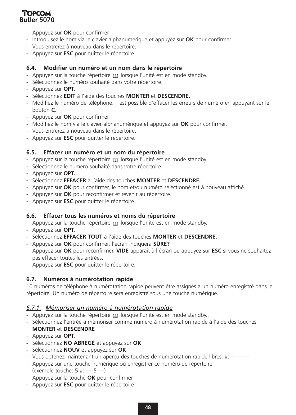 Butler 5070 | Topcom BUTLER 5070 User Manual | Page 48 / 124