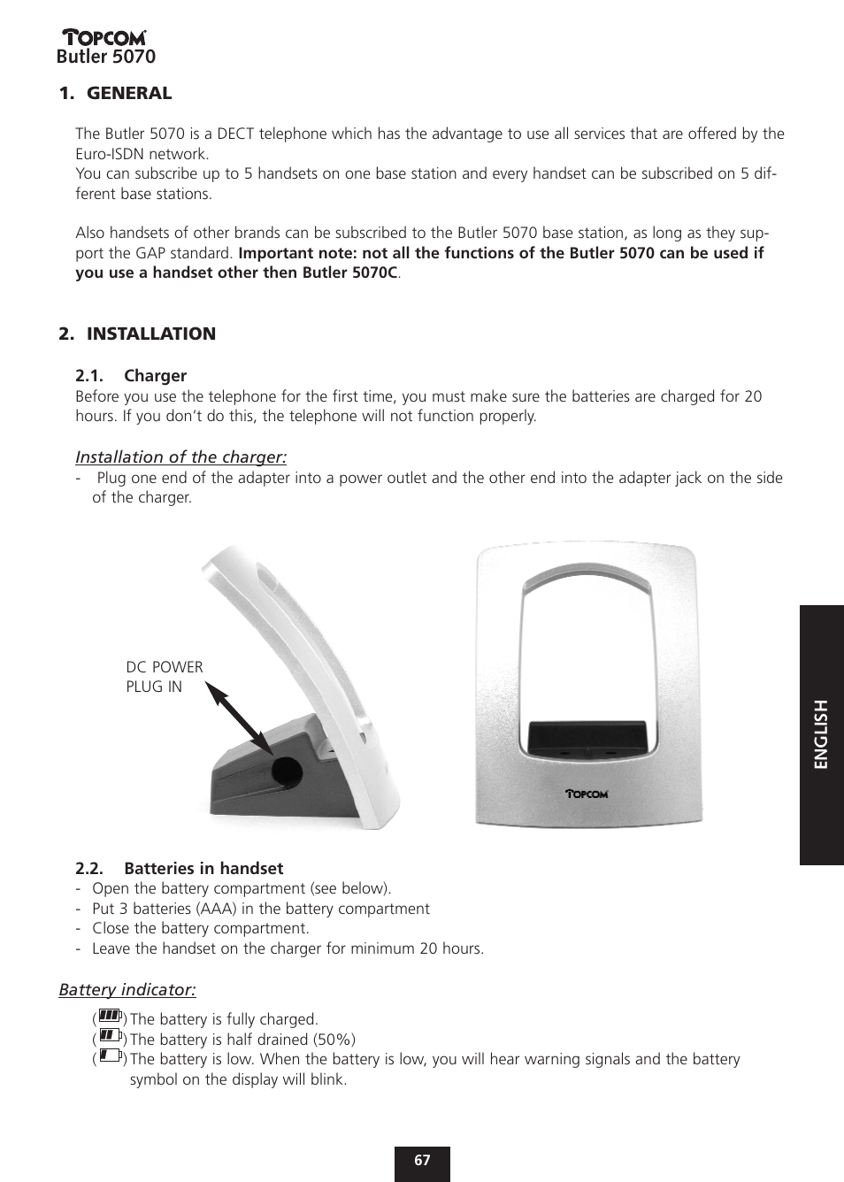 Butler 5070 | Topcom BUTLER 5070 User Manual | Page 67 / 124