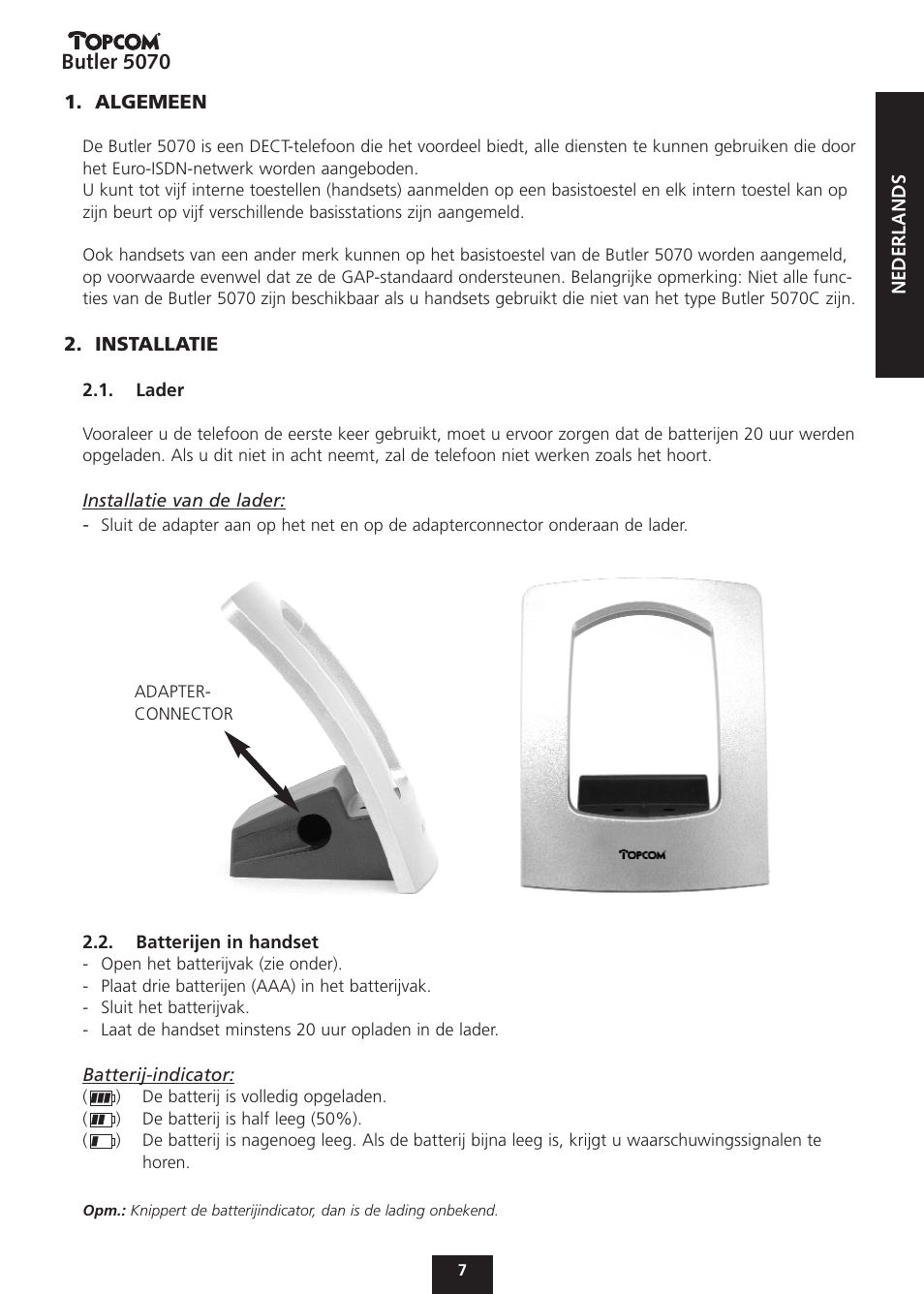 Butler 5070 | Topcom BUTLER 5070 User Manual | Page 7 / 124