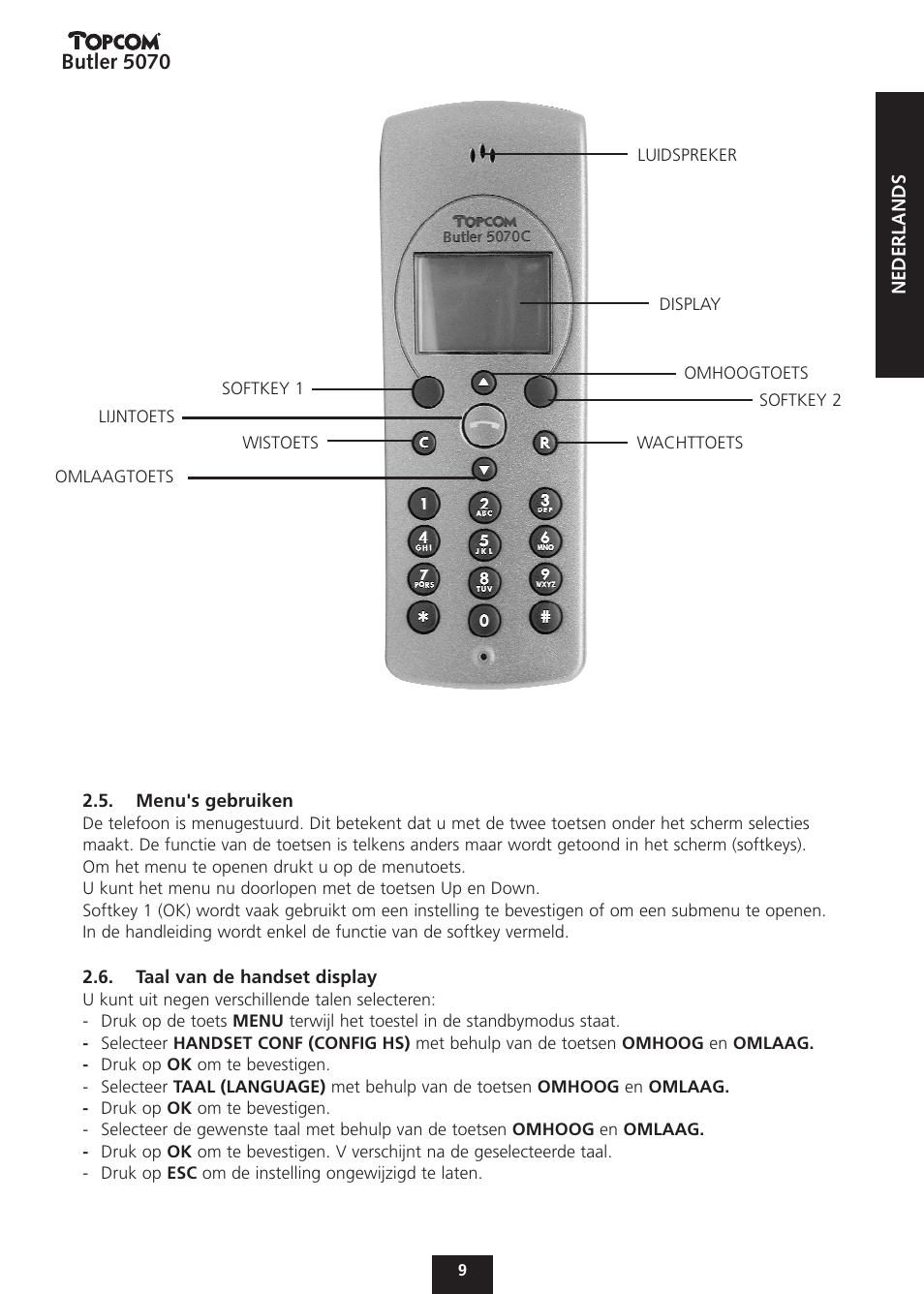 Butler 5070 | Topcom BUTLER 5070 User Manual | Page 9 / 124