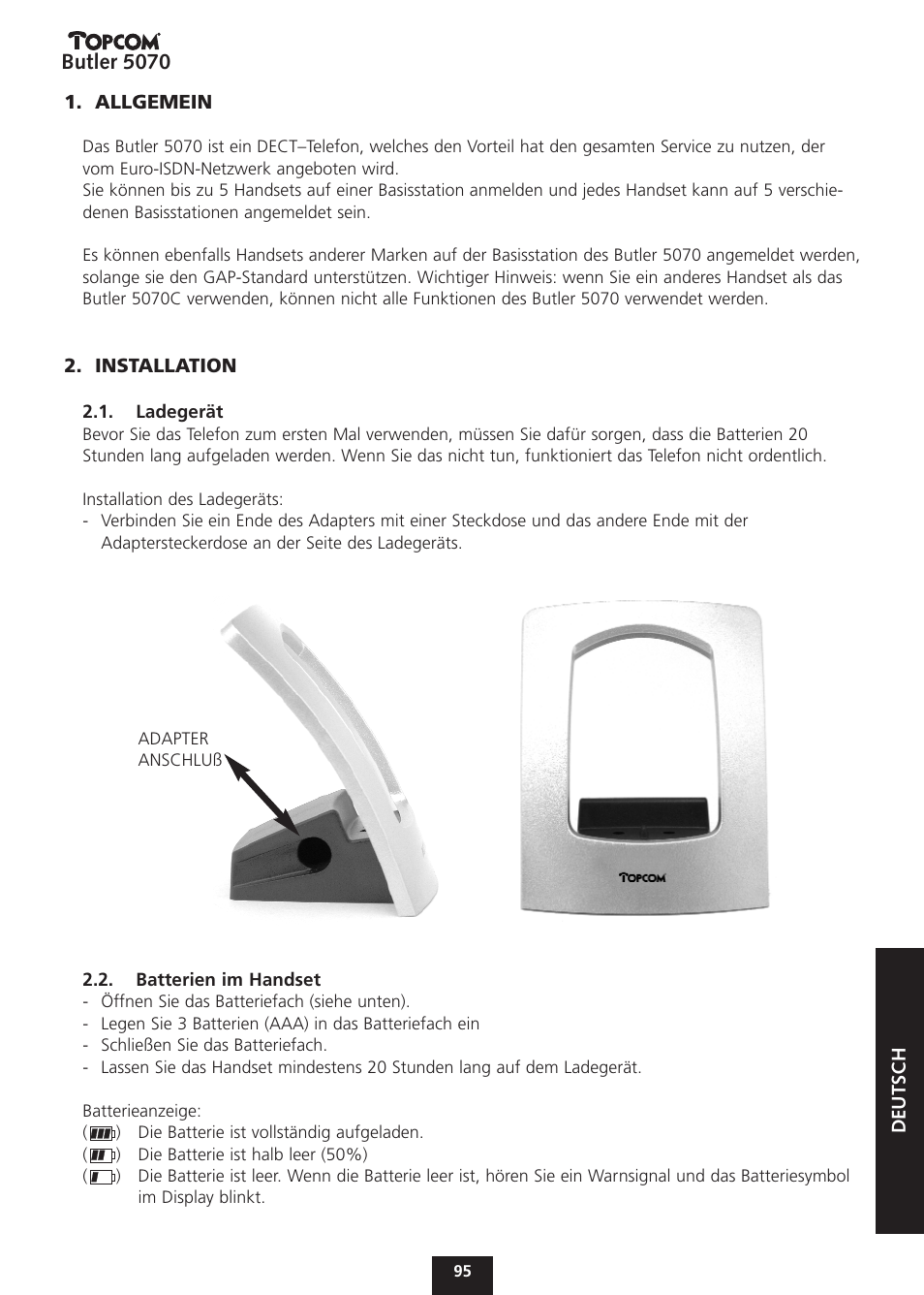 Butler 5070 | Topcom BUTLER 5070 User Manual | Page 95 / 124
