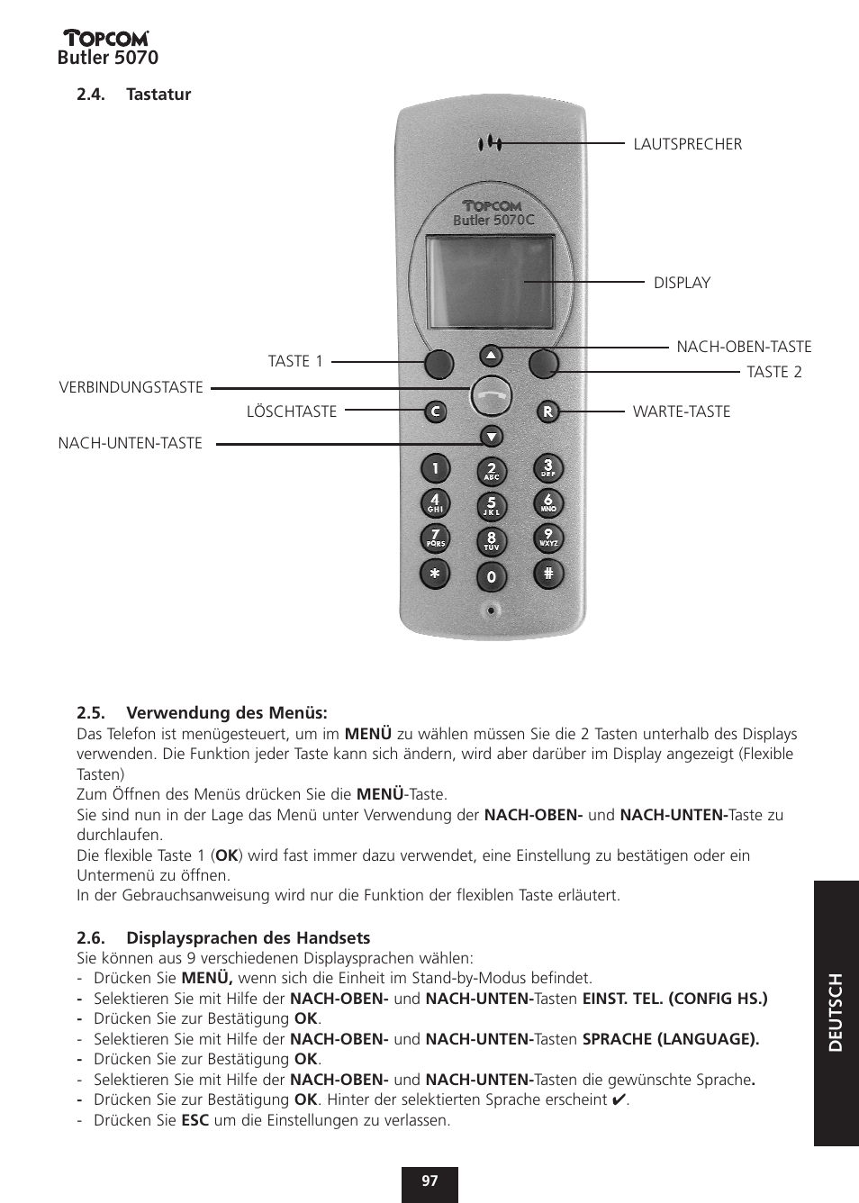 Butler 5070 | Topcom BUTLER 5070 User Manual | Page 97 / 124