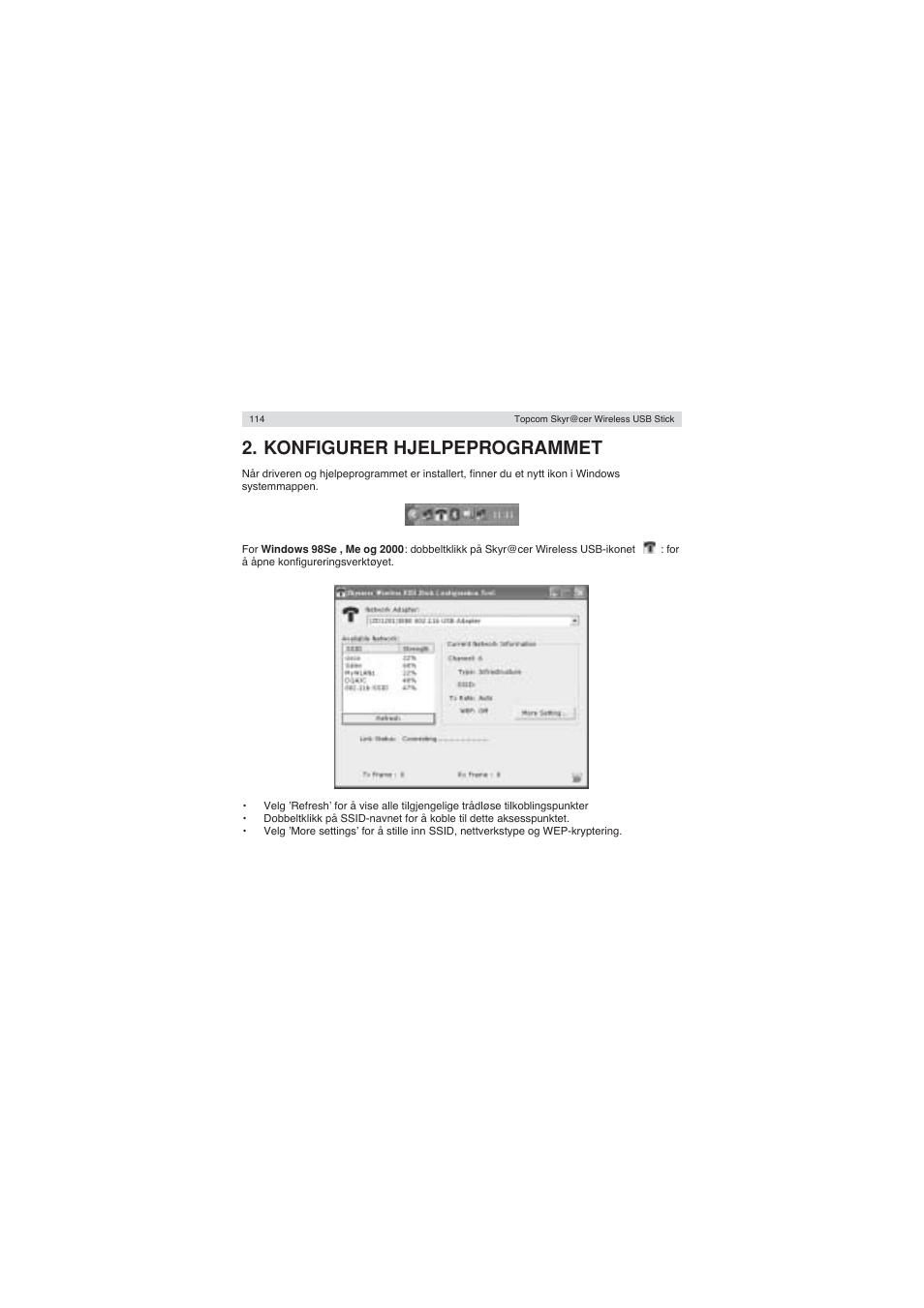 Konfigurer hjelpeprogrammet | Topcom Wireless USB Stick User Manual | Page 114 / 132