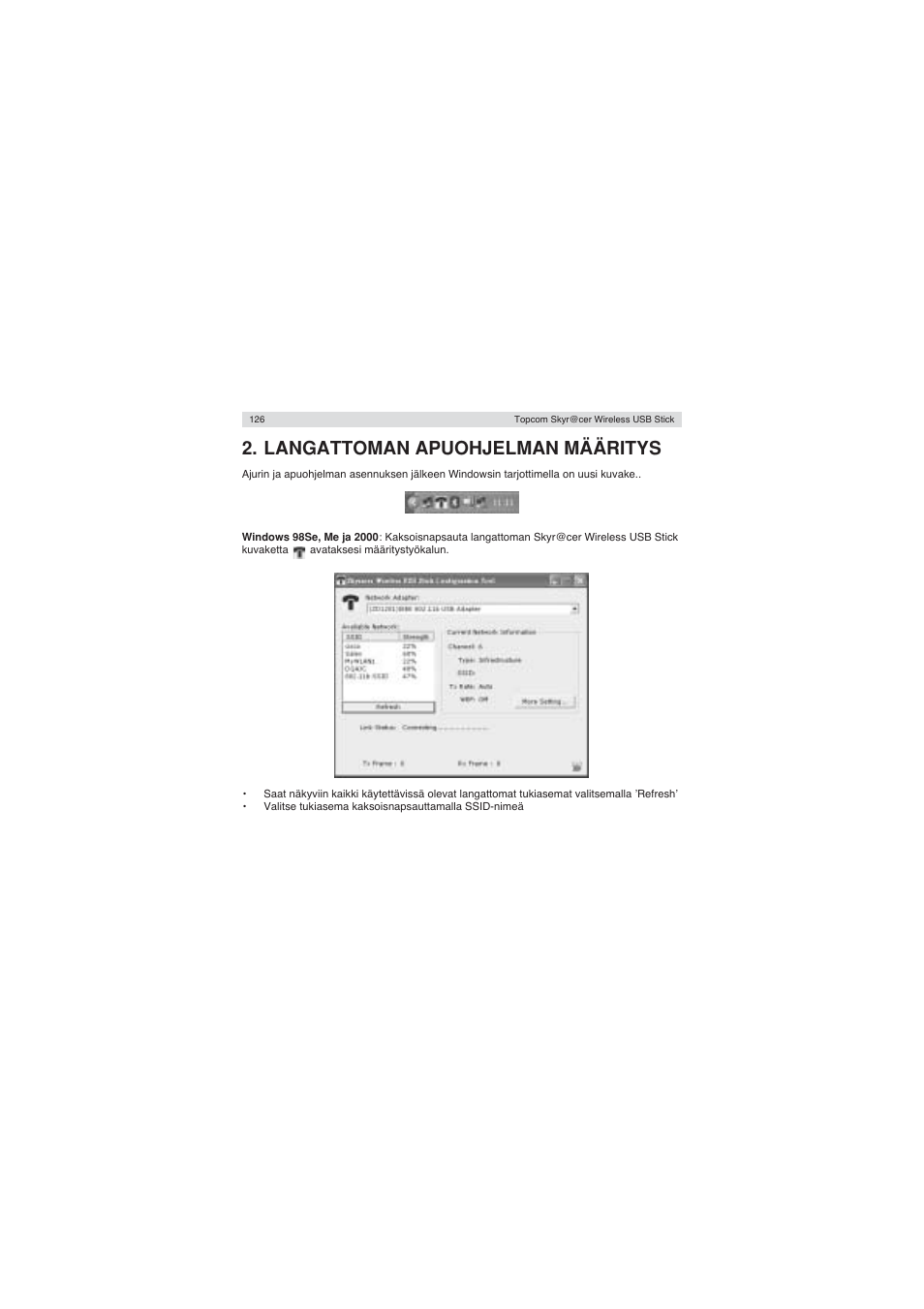 Langattoman apuohjelman määritys | Topcom Wireless USB Stick User Manual | Page 126 / 132