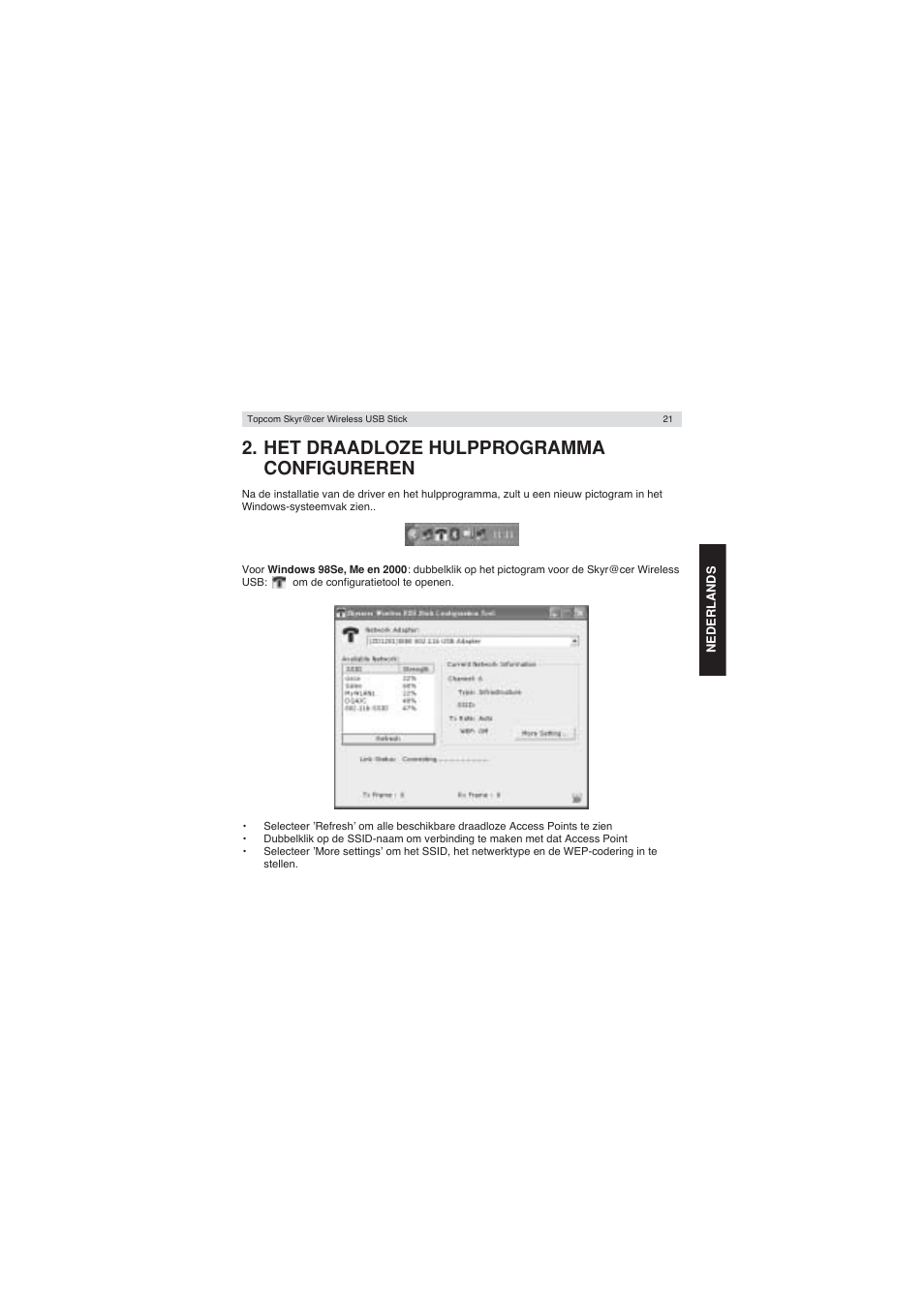 Het draadloze hulpprogramma configureren | Topcom Wireless USB Stick User Manual | Page 21 / 132