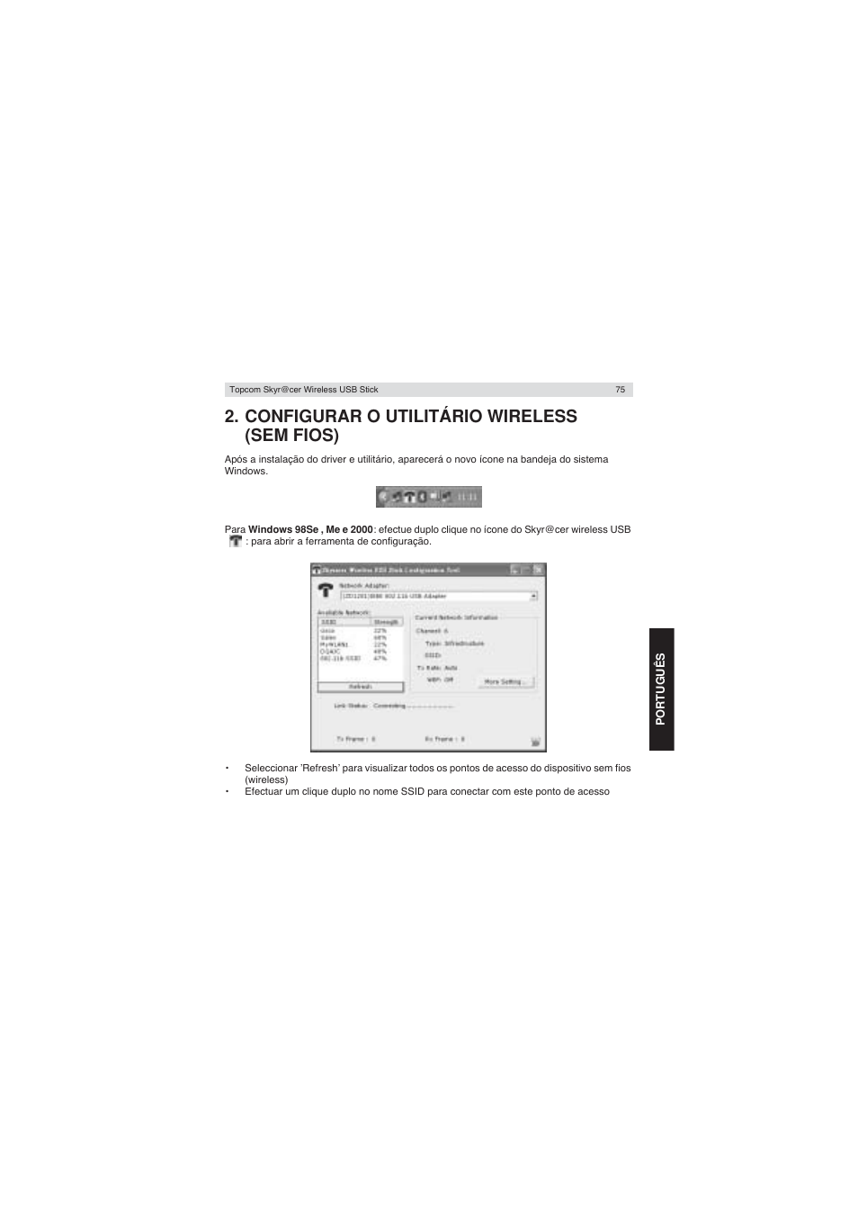 Configurar o utilitário wireless (sem fios) | Topcom Wireless USB Stick User Manual | Page 75 / 132