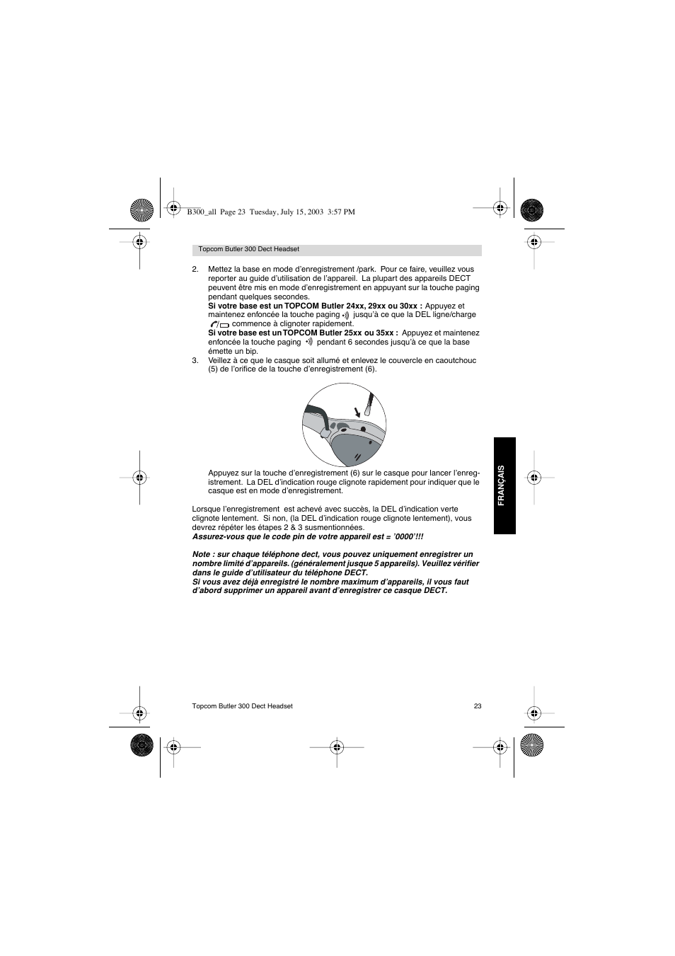 Topcom BUTLER 300 DECT User Manual | Page 23 / 100