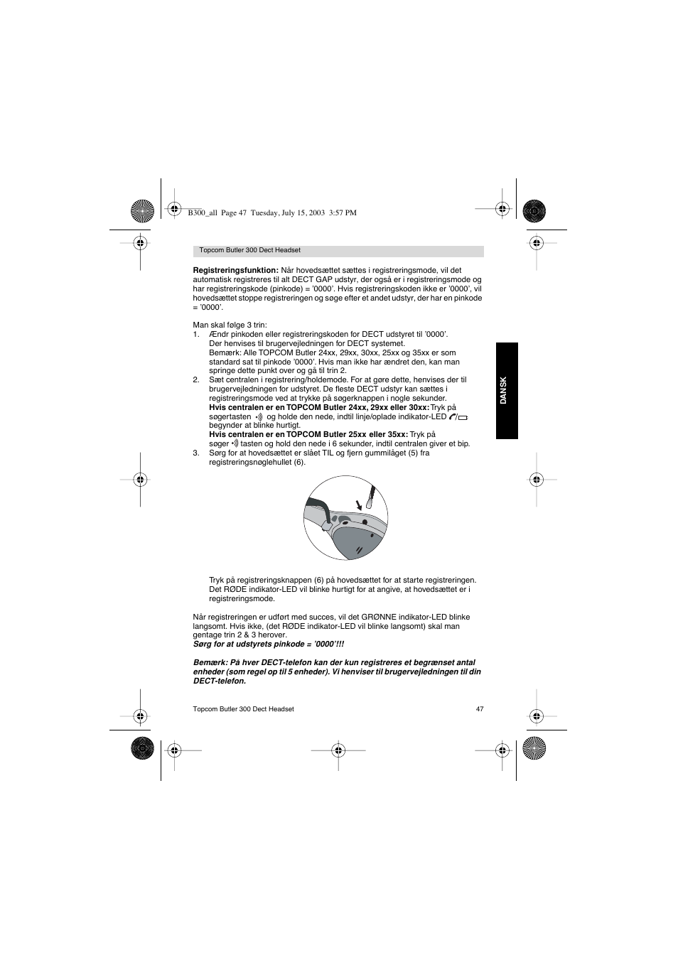 Topcom BUTLER 300 DECT User Manual | Page 47 / 100