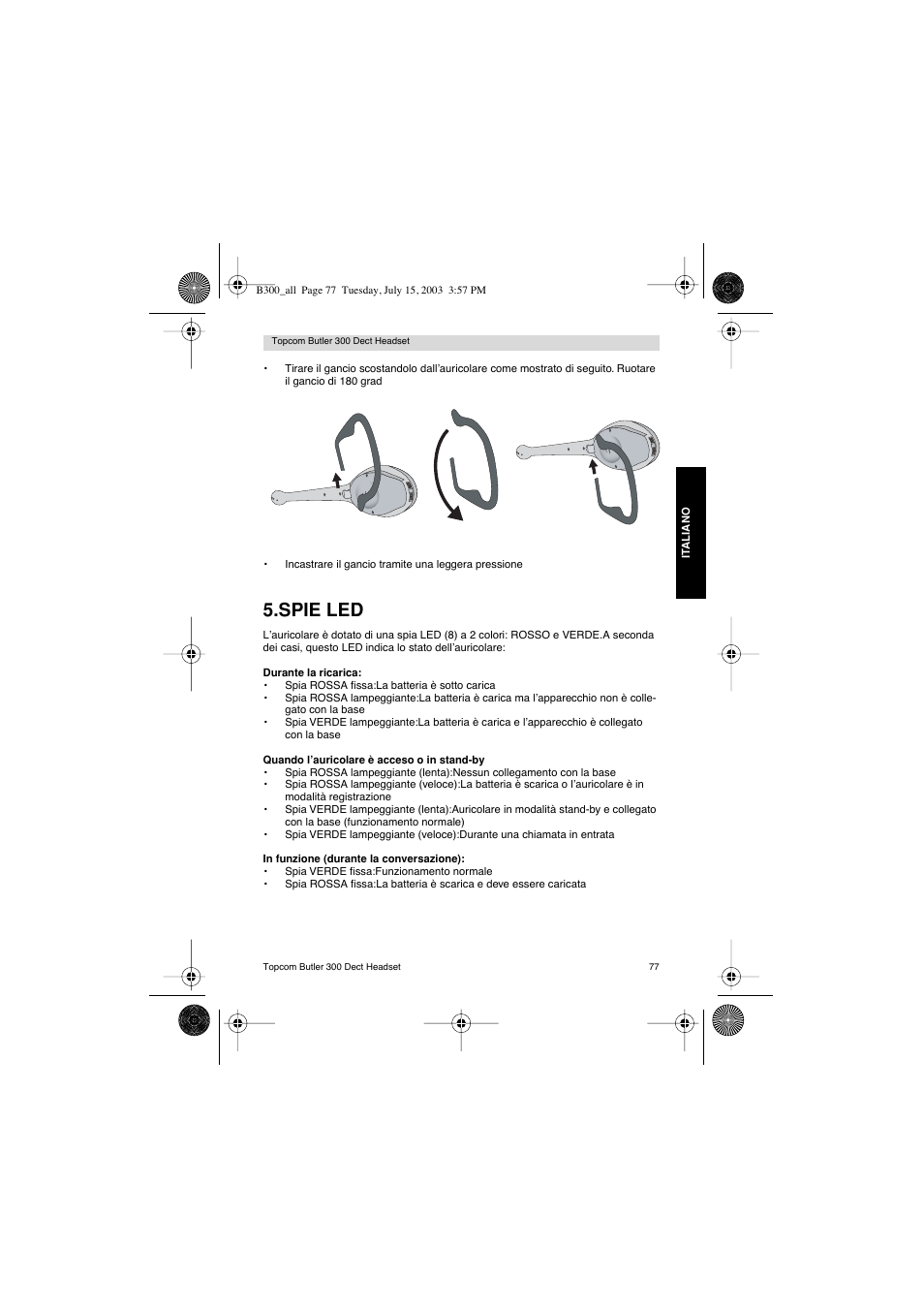 Spie led | Topcom BUTLER 300 DECT User Manual | Page 77 / 100