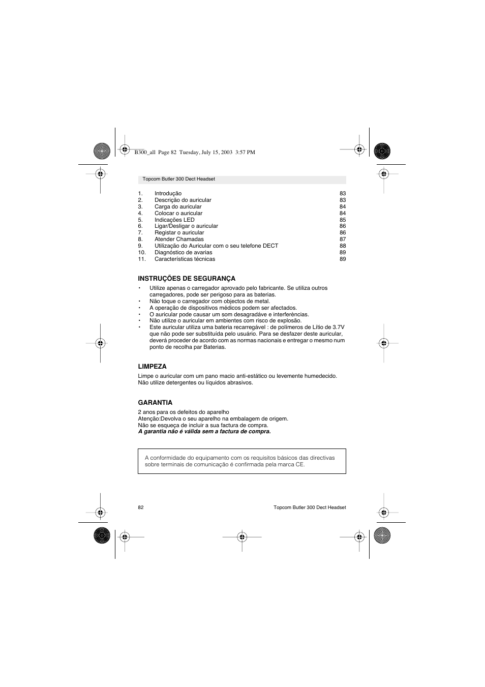 Topcom BUTLER 300 DECT User Manual | Page 82 / 100