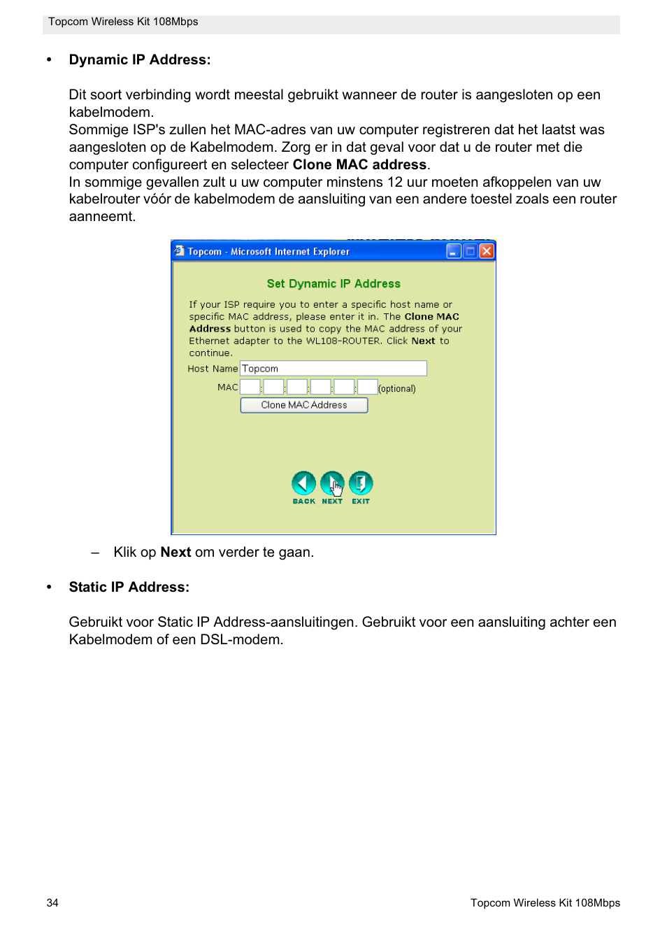 Topcom Wireless Kit 108MBPS User Manual | Page 34 / 100