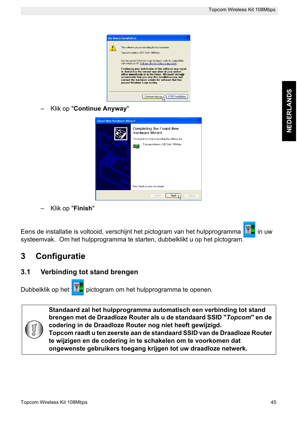 3configuratie | Topcom Wireless Kit 108MBPS User Manual | Page 45 / 100