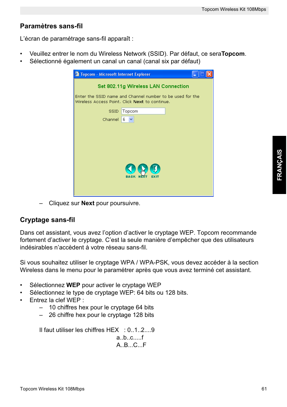 Topcom Wireless Kit 108MBPS User Manual | Page 61 / 100