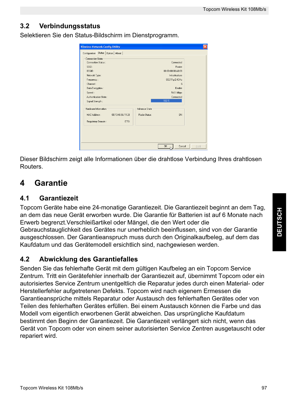 4garantie | Topcom Wireless Kit 108MBPS User Manual | Page 97 / 100